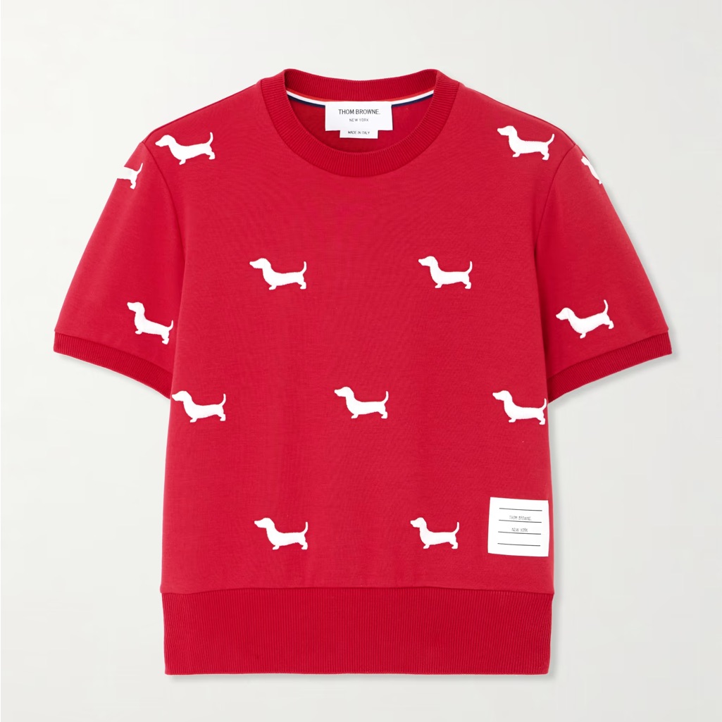Thom Browne Hector Embroidered Ribbed Cuff T-Shirt